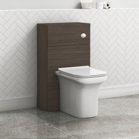 500mm Grey Elm BTW WC Unit with Crosby Rimless Toilet Pan & Seat,Cistern