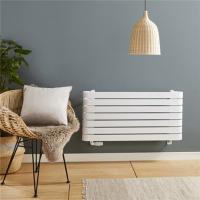 500mm (H) x 1000mm (W) - Horizontal Bathroom Towel Radiator (Chester - White) - (0.5m x 1.0m)