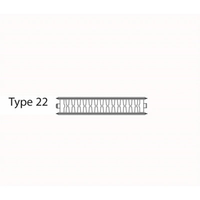 500mm (H) x 2400mm (W) - Type 22 Radiator - Double Panel - Double Convector - White Enamel (RAL 9016) - (0.5m x 2.4m) (20" x 95")