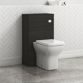 500mm Hale Black BTW WC Unit with Qubix Toilet Pan & Seat,Cistern