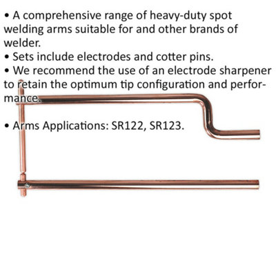 500mm Heavy Duty Spot Welding Arms - Large Opening - Electrodes and Cotter Pins