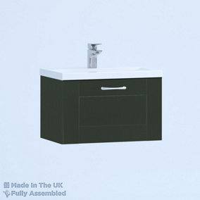 500mm Mid Edge 1 Drawer Wall Hung Bathroom Vanity Basin Unit (Fully Assembled) - Cambridge Solid Wood Fir Green