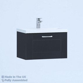 500mm Mid Edge 1 Drawer Wall Hung Bathroom Vanity Basin Unit (Fully Assembled) - Cambridge Solid Wood Indigo