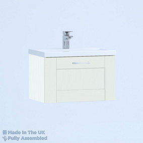 500mm Mid Edge 1 Drawer Wall Hung Bathroom Vanity Basin Unit (Fully Assembled) - Cambridge Solid Wood Ivory