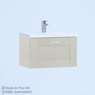 500mm Mid Edge 1 Drawer Wall Hung Bathroom Vanity Basin Unit (Fully Assembled) - Cambridge Solid Wood Light Grey Price Comparisons | Compare The Build