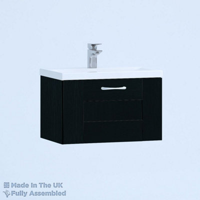 500mm Mid Edge 1 Drawer Wall Hung Bathroom Vanity Basin Unit (Fully Assembled) - Cartmel Woodgrain Anthracite Price Comparisons | Compare The Build