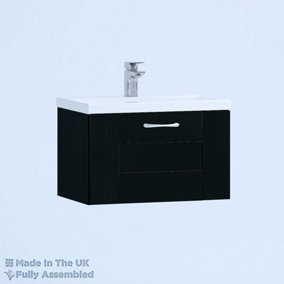 500mm Mid Edge 1 Drawer Wall Hung Bathroom Vanity Basin Unit (Fully Assembled) - Cartmel Woodgrain Anthracite