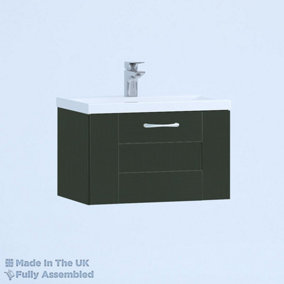 500mm Mid Edge 1 Drawer Wall Hung Bathroom Vanity Basin Unit (Fully Assembled) - Cartmel Woodgrain Fir Green