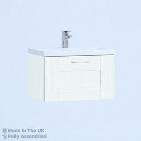 500mm Mid Edge 1 Drawer Wall Hung Bathroom Vanity Basin Unit (Fully Assembled) - Cartmel Woodgrain Ivory