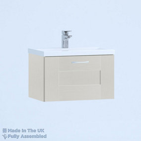500mm Mid Edge 1 Drawer Wall Hung Bathroom Vanity Basin Unit (Fully Assembled) - Cartmel Woodgrain Light Grey
