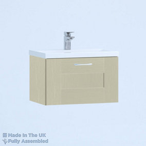 500mm Mid Edge 1 Drawer Wall Hung Bathroom Vanity Basin Unit (Fully Assembled) - Cartmel Woodgrain Sage Green