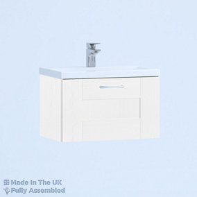 500mm Mid Edge 1 Drawer Wall Hung Bathroom Vanity Basin Unit (Fully Assembled) - Cartmel Woodgrain White