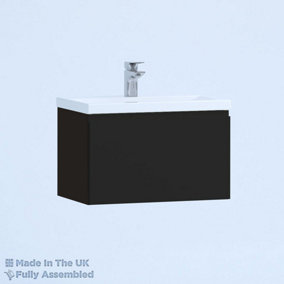 500mm Mid Edge 1 Drawer Wall Hung Bathroom Vanity Basin Unit (Fully Assembled) - Lucente Matt Anthracite