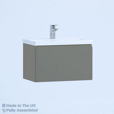 500mm Mid Edge 1 Drawer Wall Hung Bathroom Vanity Basin Unit (Fully Assembled) - Lucente Matt Dust Grey Price Comparisons | Compare The Build