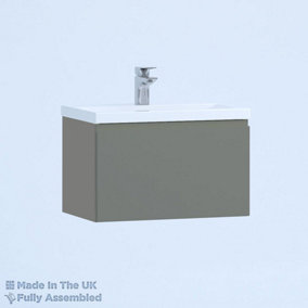 500mm Mid Edge 1 Drawer Wall Hung Bathroom Vanity Basin Unit (Fully Assembled) - Lucente Matt Dust Grey