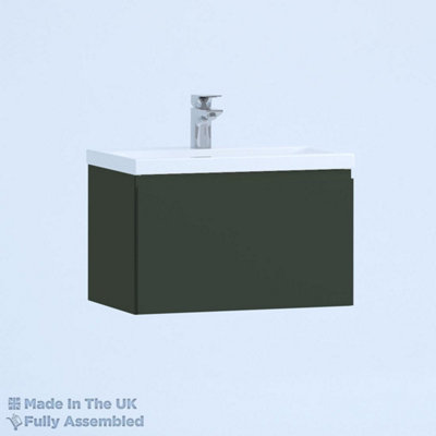500mm Mid Edge 1 Drawer Wall Hung Bathroom Vanity Basin Unit (Fully Assembled) - Lucente Matt Fir Green Price Comparisons | Compare The Build