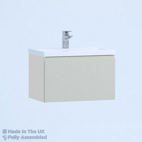 500mm Mid Edge 1 Drawer Wall Hung Bathroom Vanity Basin Unit (Fully Assembled) - Lucente Matt Light Grey