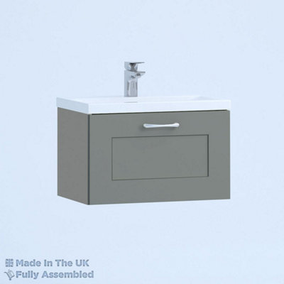 500mm Mid Edge 1 Drawer Wall Hung Bathroom Vanity Basin Unit (Fully Assembled) - Oxford Matt Dust Grey