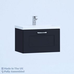 500mm Mid Edge 1 Drawer Wall Hung Bathroom Vanity Basin Unit (Fully Assembled) - Oxford Matt Indigo