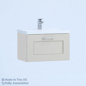 500mm Mid Edge 1 Drawer Wall Hung Bathroom Vanity Basin Unit (Fully Assembled) - Oxford Matt Light Grey