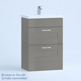500mm Mid Edge 2 Drawer Floor Standing Bathroom Vanity Basin Unit (Fully Assembled) - Cambridge Solid Wood Dust Grey