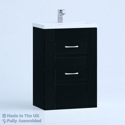 500mm Mid Edge 2 Drawer Floor Standing Bathroom Vanity Basin Unit (Fully Assembled) - Cartmel Woodgrain Anthracite Price Comparisons | Compare The Build