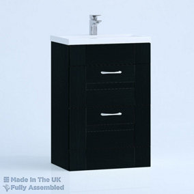 500mm Mid Edge 2 Drawer Floor Standing Bathroom Vanity Basin Unit (Fully Assembled) - Cartmel Woodgrain Anthracite
