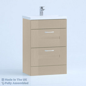 500mm Mid Edge 2 Drawer Floor Standing Bathroom Vanity Basin Unit (Fully Assembled) - Cartmel Woodgrain Cashmere