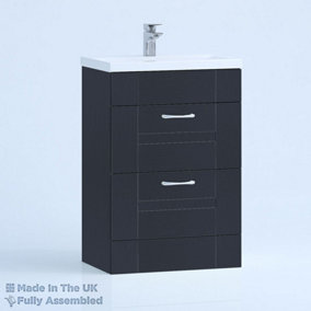 500mm Mid Edge 2 Drawer Floor Standing Bathroom Vanity Basin Unit (Fully Assembled) - Cartmel Woodgrain Indigo