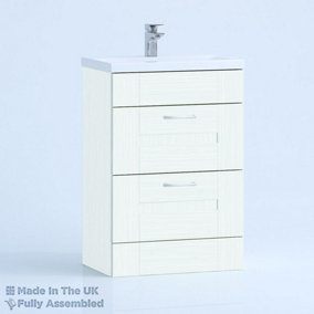500mm Mid Edge 2 Drawer Floor Standing Bathroom Vanity Basin Unit (Fully Assembled) - Cartmel Woodgrain Ivory
