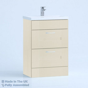 500mm Mid Edge 2 Drawer Floor Standing Bathroom Vanity Basin Unit (Fully Assembled) - Cartmel Woodgrain Mussel