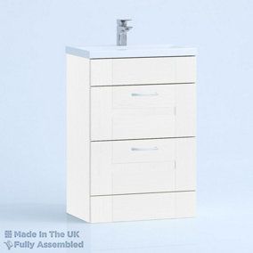 500mm Mid Edge 2 Drawer Floor Standing Bathroom Vanity Basin Unit (Fully Assembled) - Cartmel Woodgrain White