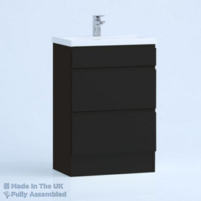 500mm Mid Edge 2 Drawer Floor Standing Bathroom Vanity Basin Unit (Fully Assembled) - Lucente Gloss Anthracite