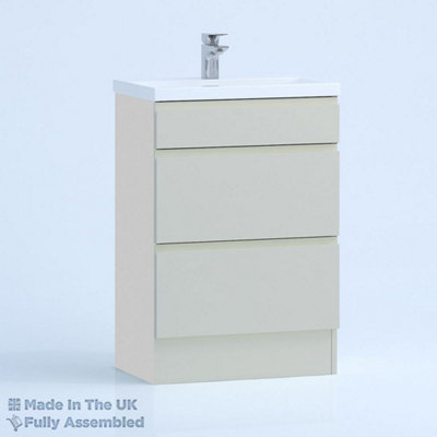 500mm Mid Edge 2 Drawer Floor Standing Bathroom Vanity Basin Unit (Fully Assembled) - Lucente Gloss Light Grey Price Comparisons | Compare The Build