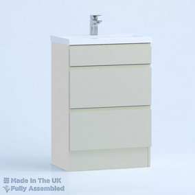 500mm Mid Edge 2 Drawer Floor Standing Bathroom Vanity Basin Unit (Fully Assembled) - Lucente Gloss Light Grey