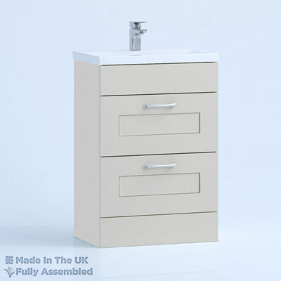 500mm Mid Edge 2 Drawer Floor Standing Bathroom Vanity Basin Unit (Fully Assembled) - Oxford Matt Light Grey Price Comparisons | Compare The Build