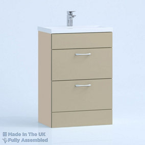 500mm Mid Edge 2 Drawer Floor Standing Bathroom Vanity Basin Unit (Fully Assembled) - Vivo Matt Cashmere