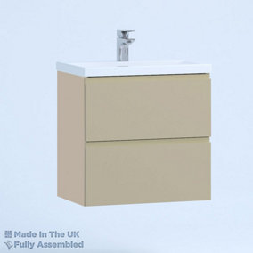 500mm Mid Edge 2 Drawer Wall Hung Bathroom Vanity Basin Unit (Fully Assembled) - Lucente Gloss Cashmere