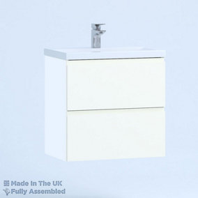 500mm Mid Edge 2 Drawer Wall Hung Bathroom Vanity Basin Unit (Fully Assembled) - Lucente Matt White