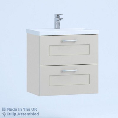 500mm Mid Edge 2 Drawer Wall Hung Bathroom Vanity Basin Unit (Fully Assembled) - Oxford Matt Light Grey Price Comparisons | Compare The Build