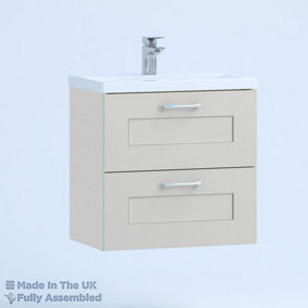 500mm Mid Edge 2 Drawer Wall Hung Bathroom Vanity Basin Unit (Fully Assembled) - Oxford Matt Light Grey
