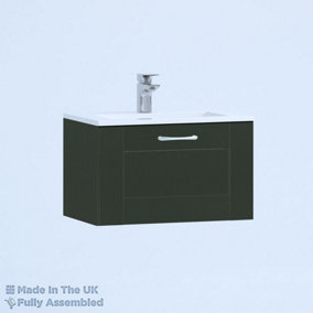 500mm Minimalist 1 Drawer Wall Hung Bathroom Vanity Basin Unit (Fully Assembled) - Cambridge Solid Wood Fir Green