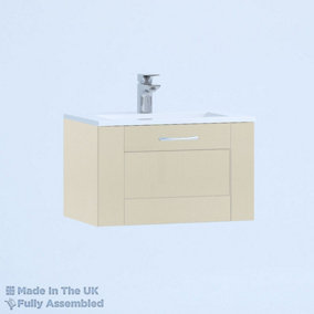 500mm Minimalist 1 Drawer Wall Hung Bathroom Vanity Basin Unit (Fully Assembled) - Cambridge Solid Wood Mussel