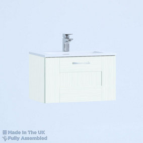 500mm Minimalist 1 Drawer Wall Hung Bathroom Vanity Basin Unit (Fully Assembled) - Cartmel Woodgrain Ivory
