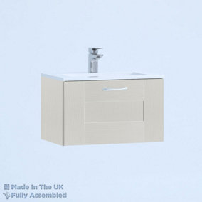 500mm Minimalist 1 Drawer Wall Hung Bathroom Vanity Basin Unit (Fully Assembled) - Cartmel Woodgrain Light Grey