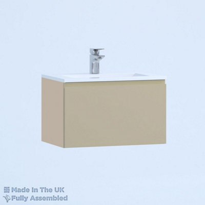 500mm Minimalist 1 Drawer Wall Hung Bathroom Vanity Basin Unit (Fully Assembled) - Lucente Gloss Cashmere Price Comparisons | Compare The Build