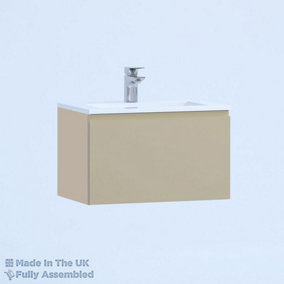 500mm Minimalist 1 Drawer Wall Hung Bathroom Vanity Basin Unit (Fully Assembled) - Lucente Gloss Cashmere