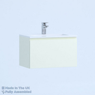 500mm Minimalist 1 Drawer Wall Hung Bathroom Vanity Basin Unit (Fully Assembled) - Lucente Gloss Cream Price Comparisons | Compare The Build