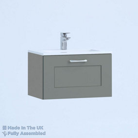 500mm Minimalist 1 Drawer Wall Hung Bathroom Vanity Basin Unit (Fully Assembled) - Oxford Matt Dust Grey