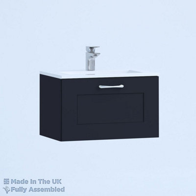 500mm Minimalist 1 Drawer Wall Hung Bathroom Vanity Basin Unit (Fully Assembled) - Oxford Matt Indigo Price Comparisons | Compare The Build